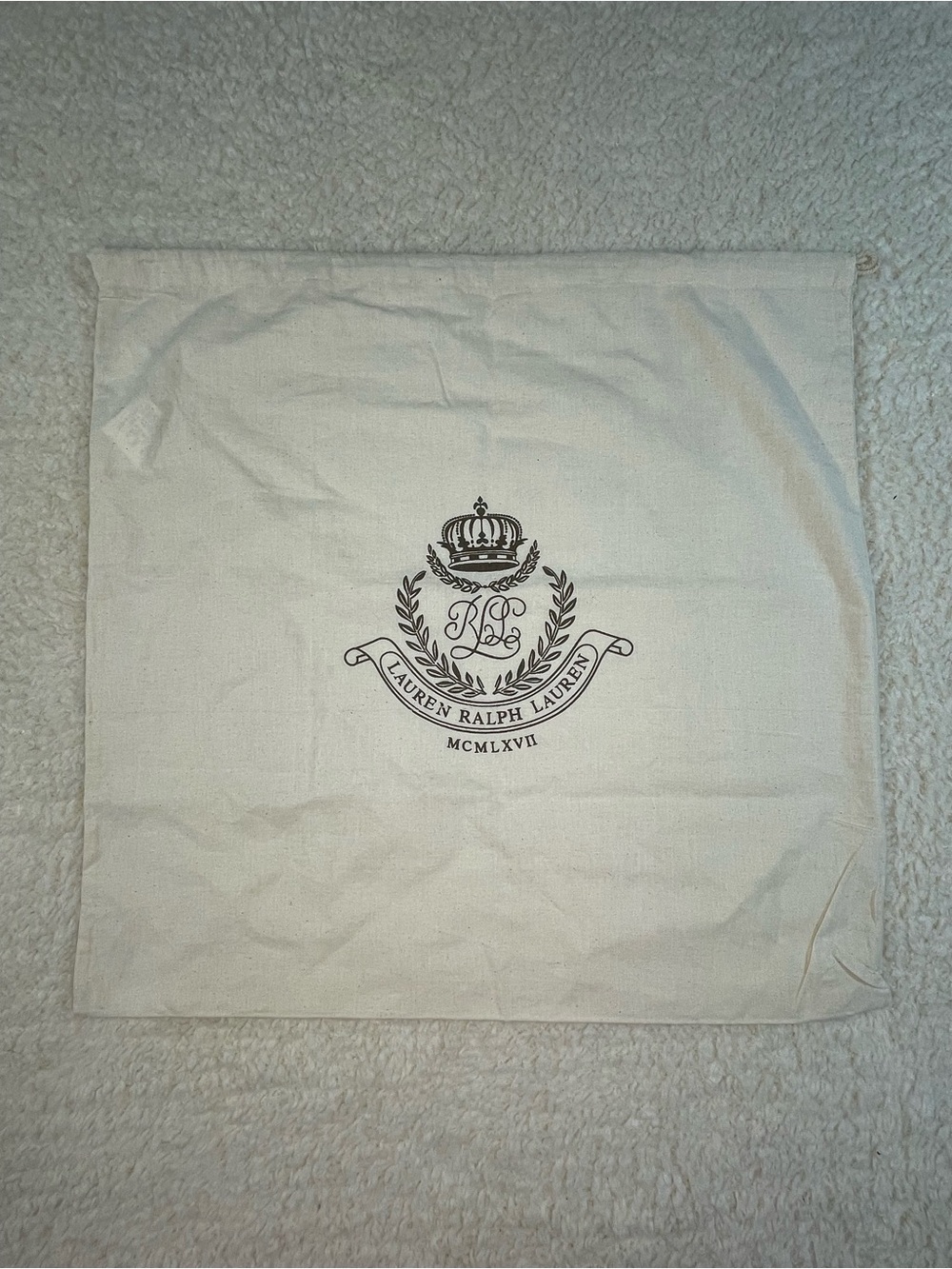 Lauren Ralph Lauren Dust Bag Natural Cotton Drawstring Bag aprox 17.5" x 17.5"